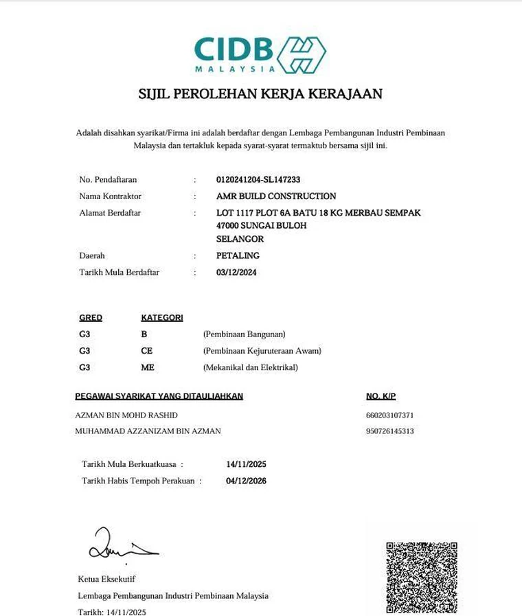 CIDB — Sijil Perolehan Kerja Kerajaan (SPKK)